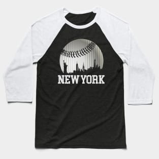 New York NY Skyline Baseball Stripes For Game Day Retro Style Baseball T-Shirt